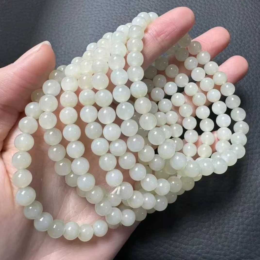 和田玉新疆且末四号矿钢板料手串卡6mm 多样性发一