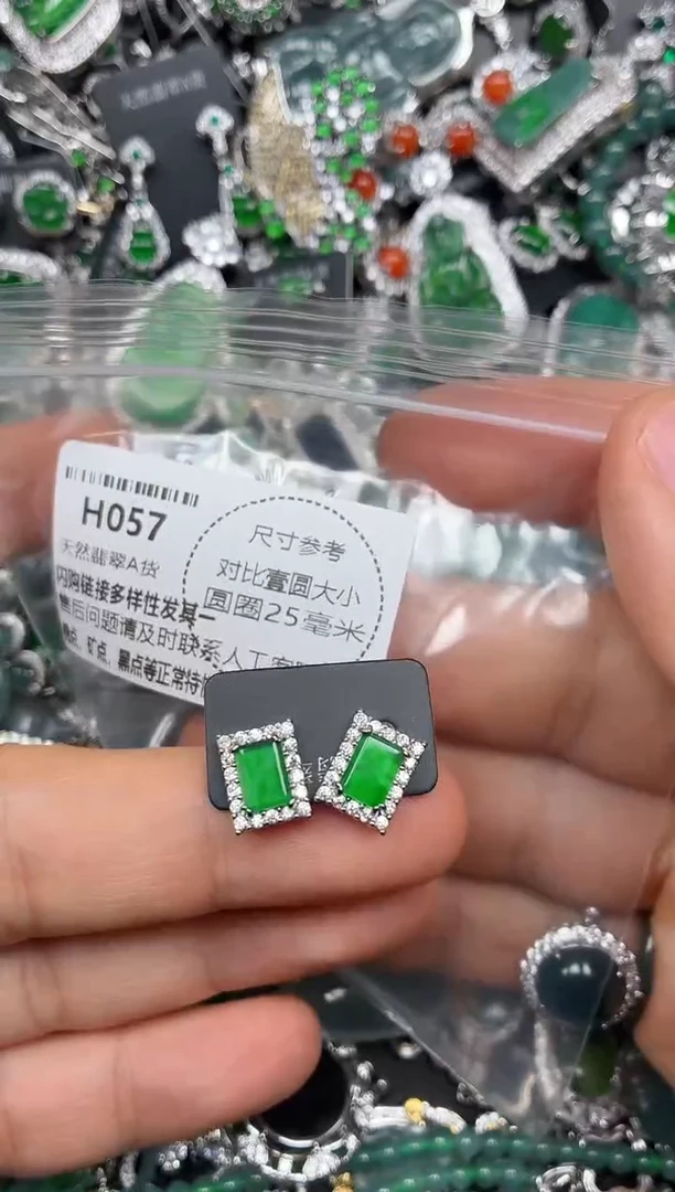 颈饰未镶嵌翡翠H057耳钉