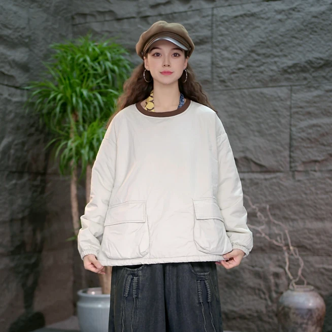 【套头下摆抽绳棉服】女装保暖棉衣2025新款爆款休闲百搭外套