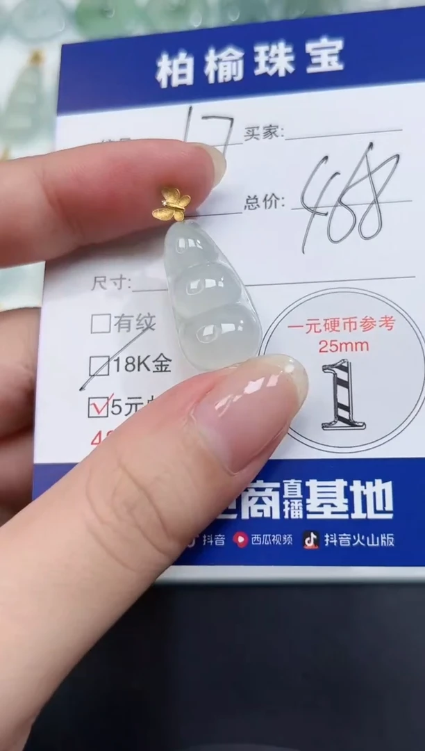 翡翠18K金镶嵌颈饰17豆子