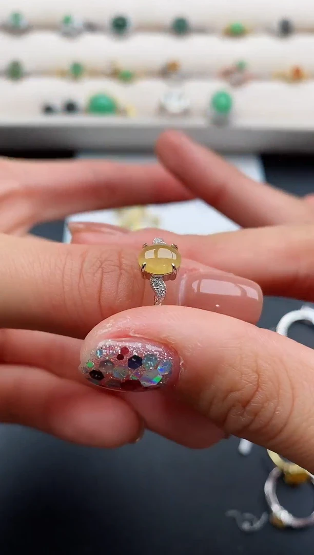 银S925镶嵌戒指翡翠88888888+6