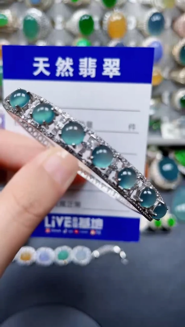银S925镶嵌手镯翡翠177