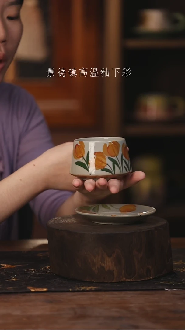 陶瓷景德镇高温釉下手绘陶瓷@L235@
