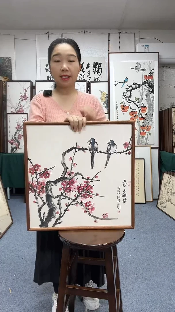 国画尺寸52*52实木画框京东包邮手绘