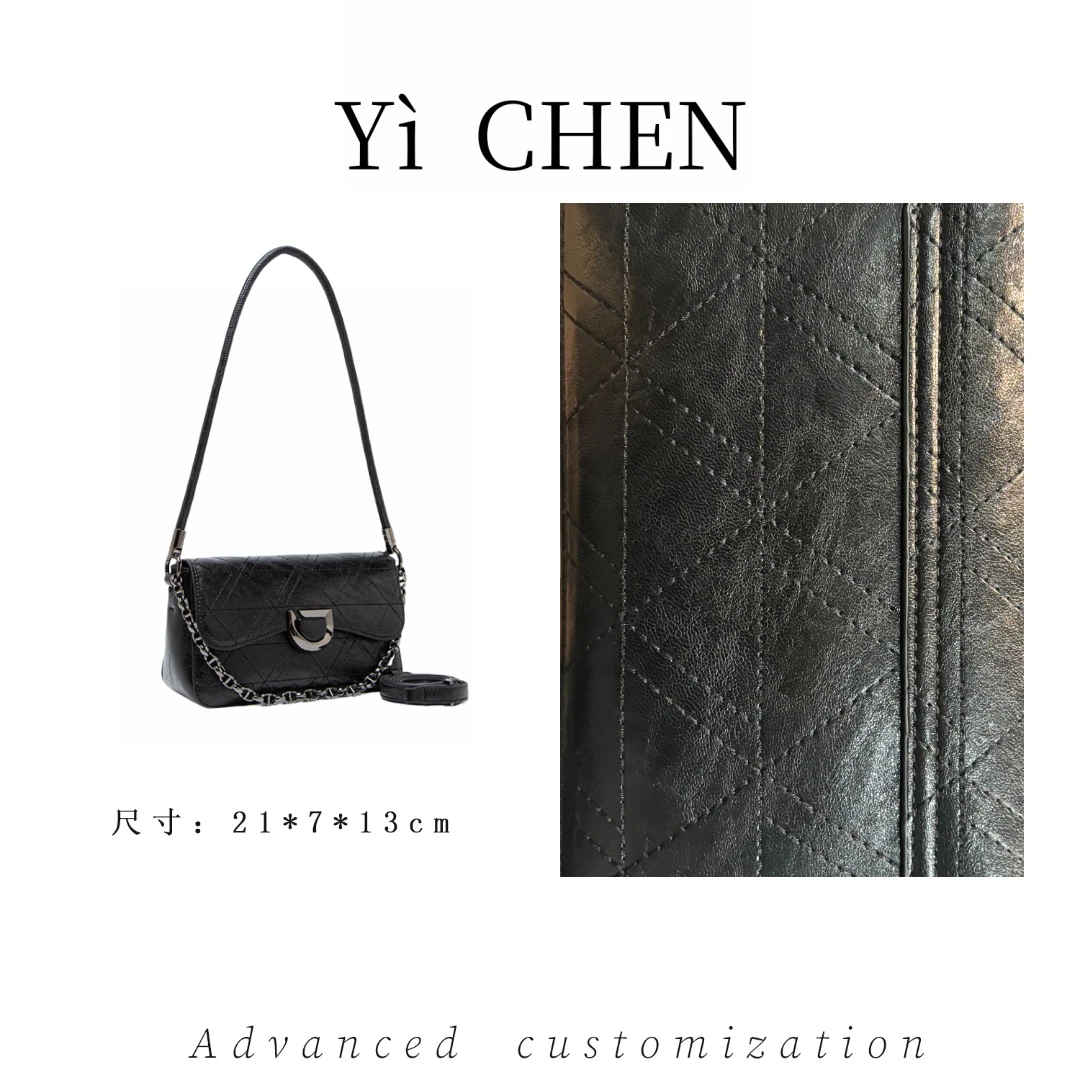 【Yì CHEN】QYX-9919-黑色 简约时尚女士新款轻奢单肩斜跨包