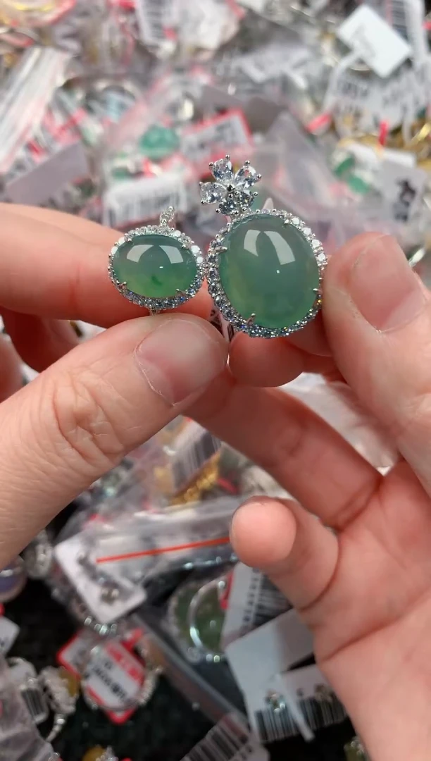 银S925镶嵌戒指翡翠222----9