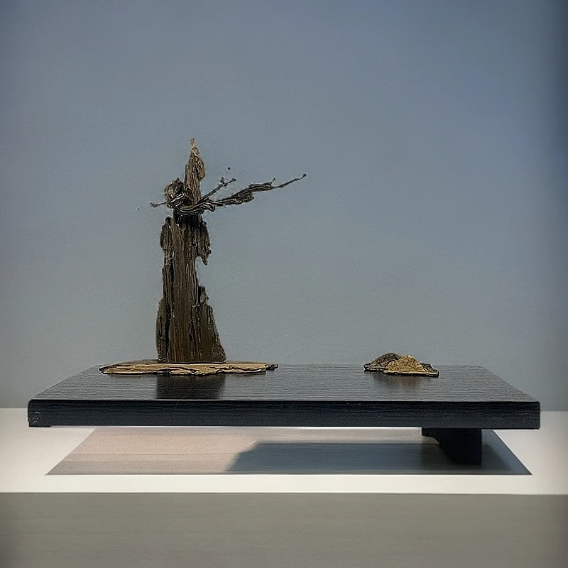 崖枯枝艺术创意石头陶瓷奇石底座摆件托架树脂摆放托盘通用工艺品