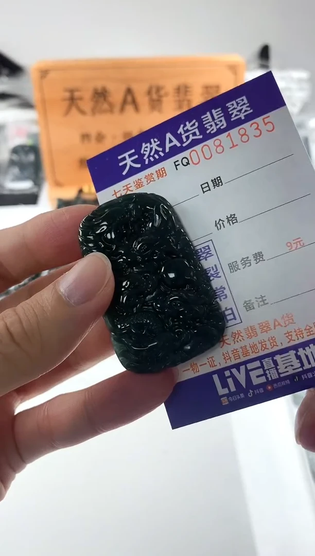 颈饰未镶嵌翡翠多样性随机一件发货 方绿九龙牌68