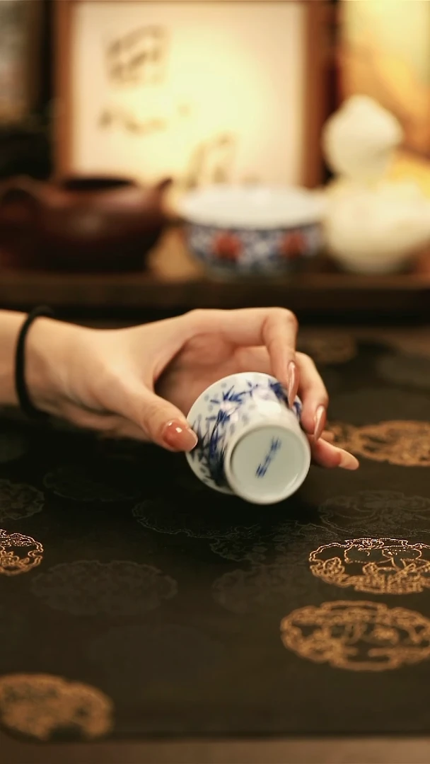M3012/陶瓷青花竹子竹节杯
