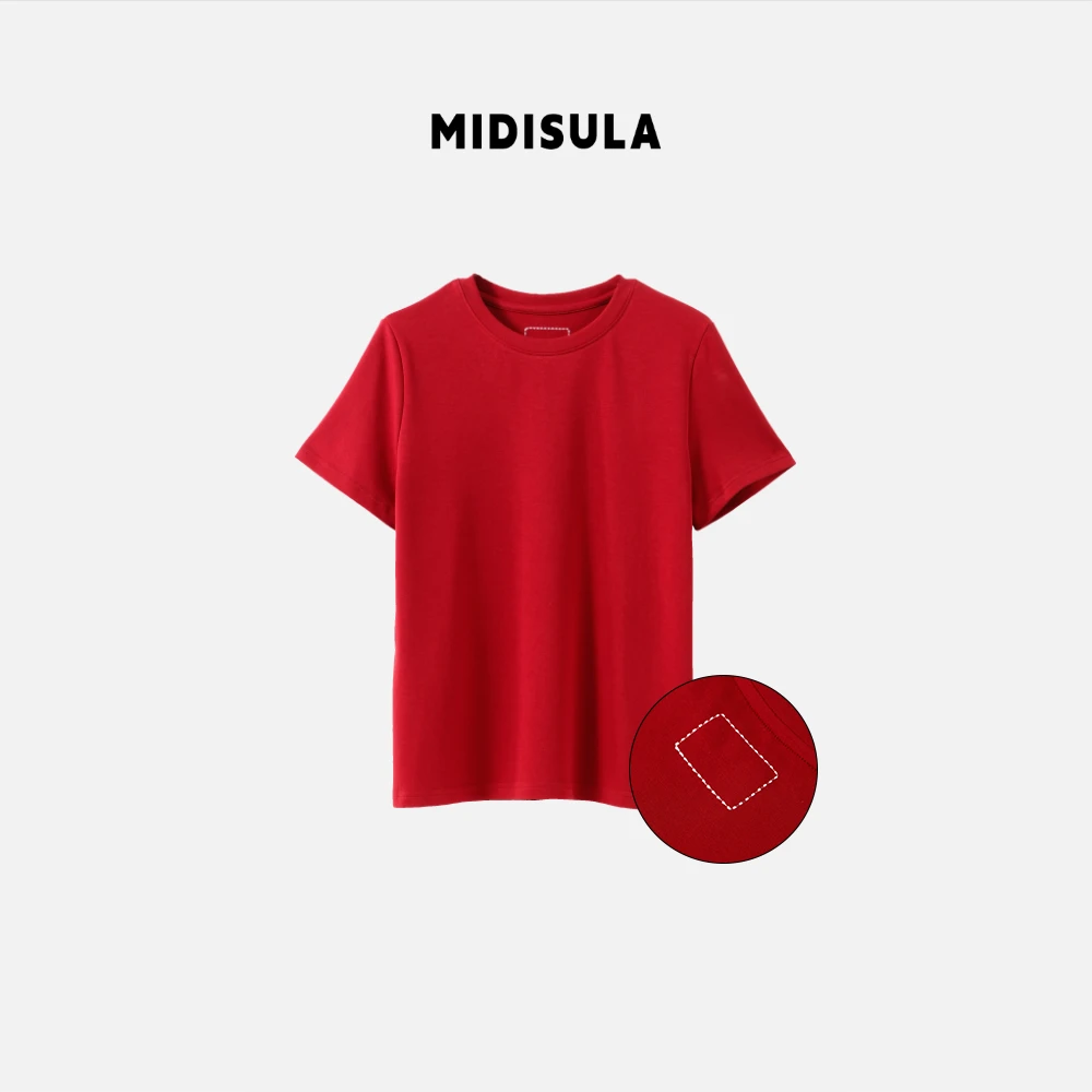 MDSL·新款韩系后方块虚线轻职风简约百搭短袖T恤#1505