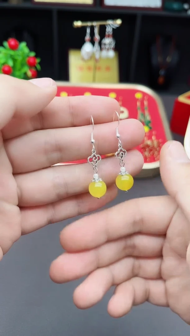 【闪购商品】玛瑙/玉髓耳钉银S925镶嵌702000