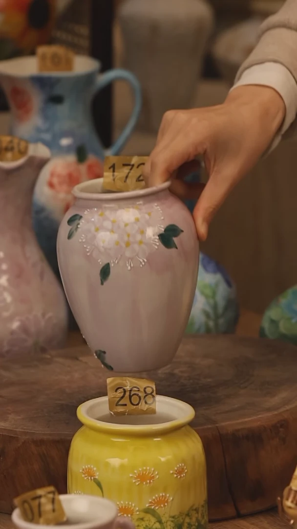 陶瓷景德镇设计师手作花器摆件侘寂风@M172@