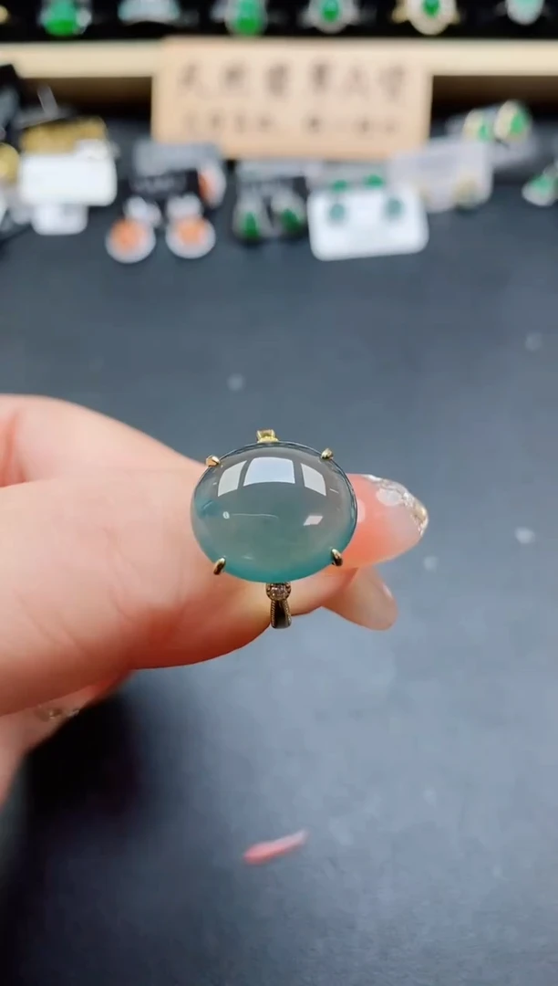 银S925镶嵌戒指翡翠1