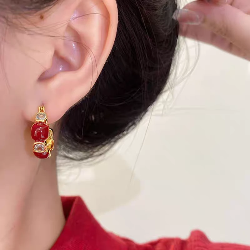 铜合金耳饰 气质轻奢百搭简约优雅精致网红设计师耳环F3253