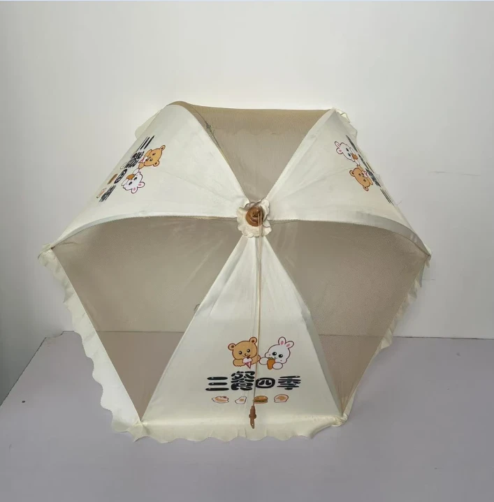 折叠餐桌罩防蝇罩防蚊食物罩家用遮菜罩罩子颜色图案随机防尘罩