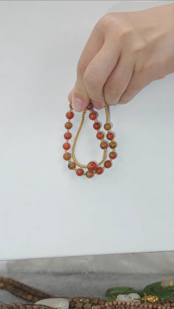 手链18K金镶嵌南红玛瑙手链