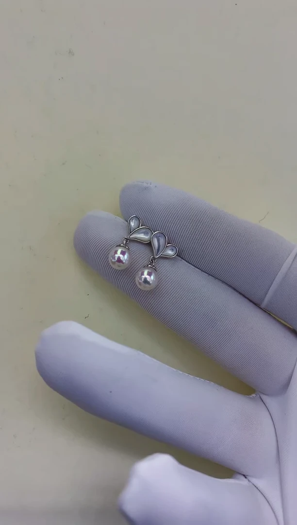 银S925镶嵌饰品海水珍珠设计款耳饰