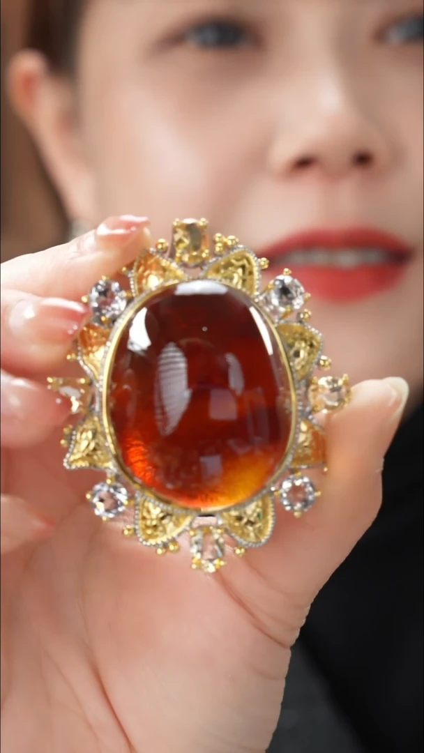 琥珀颈饰未镶嵌精品红皮吊坠