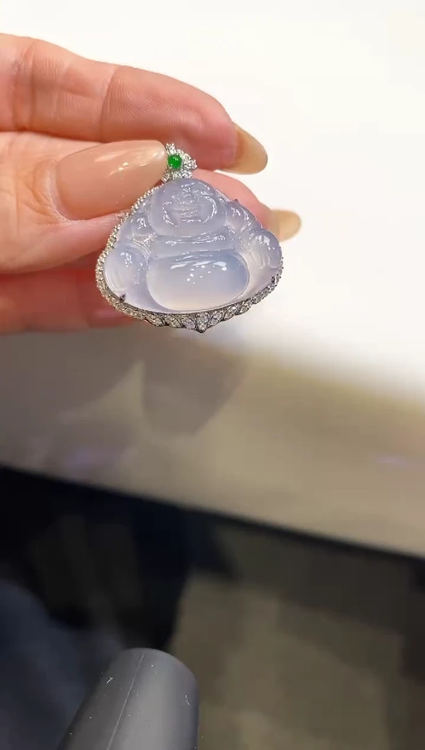 吊坠(不含链)18K金镶嵌翡翠佛公