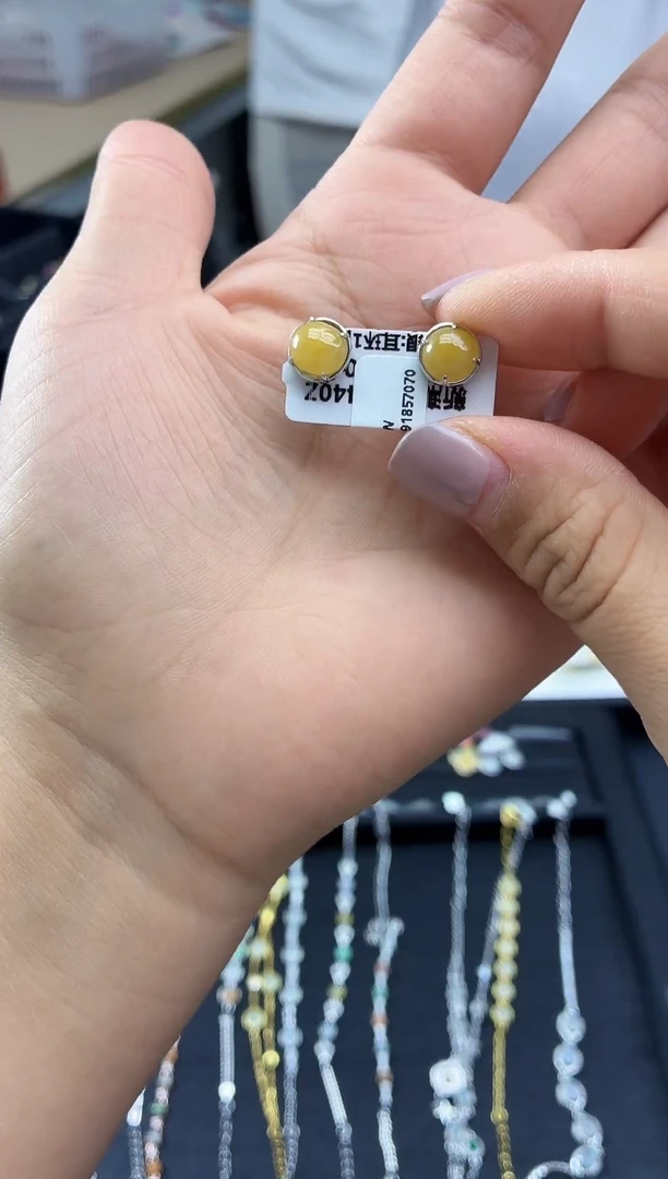 银S925镶嵌翡翠耳饰11111
