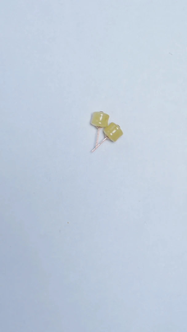琥珀未镶嵌耳饰黄白竹节耳饰