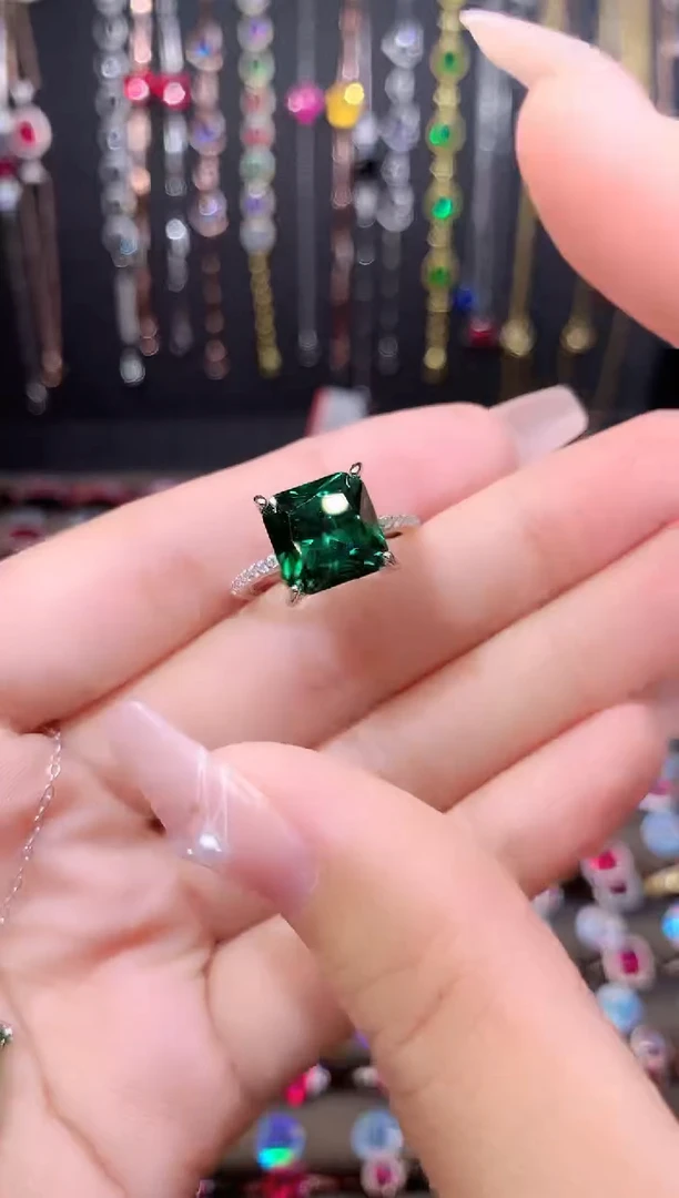 戒指透辉石银S925镶嵌银色10