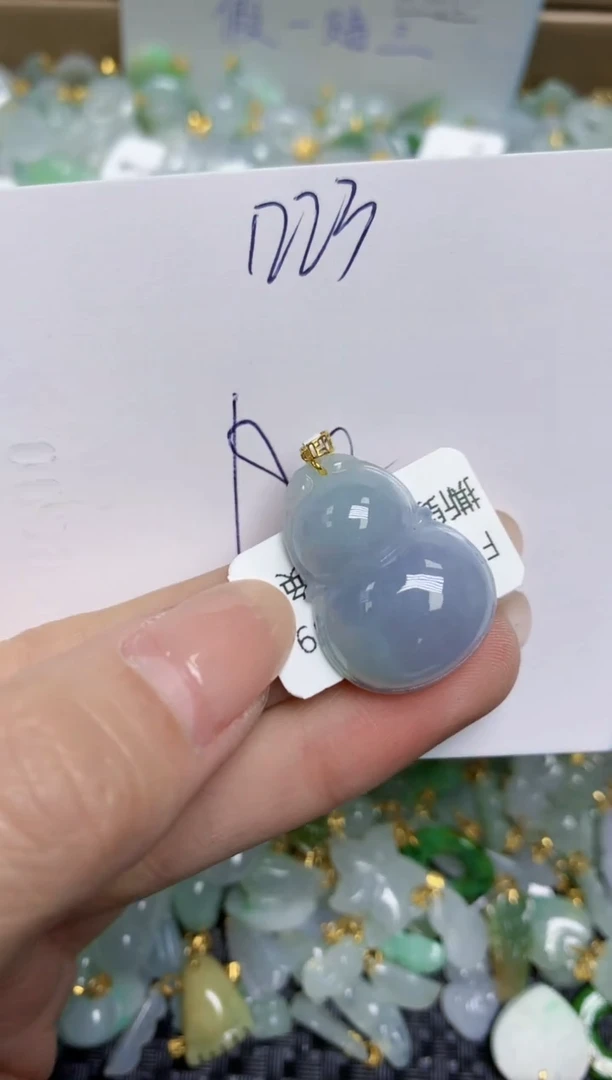 【闪购商品】翡翠颈饰18K金镶嵌天然缅甸A货翡翠
