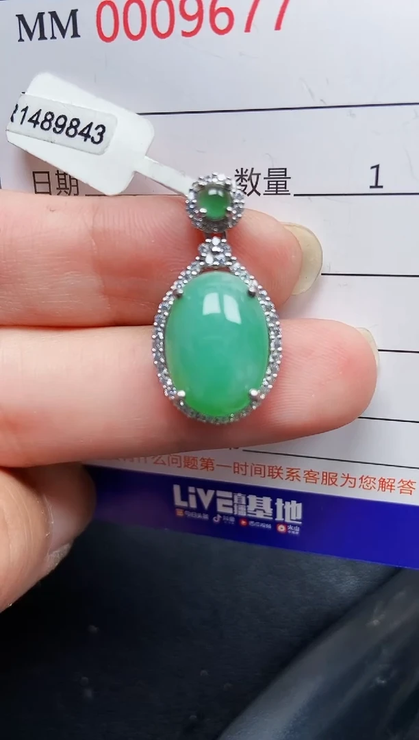 翡翠银S925镶嵌颈饰9677