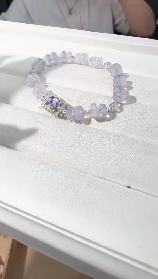 【闪购商品】水晶手链银S925镶嵌F035紫玉晶盘珠葫芦款
