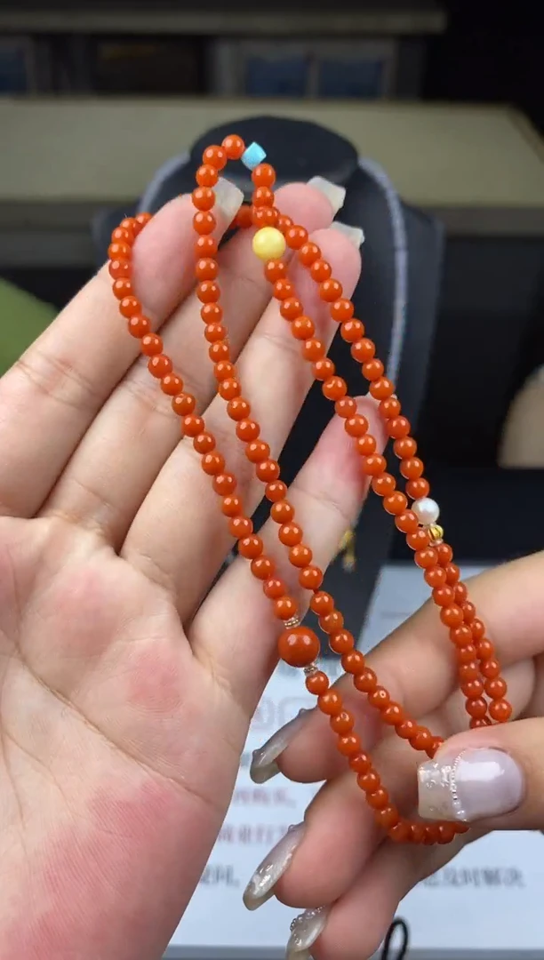 南红玛瑙18K金镶嵌项链多样性-项链-X3019
