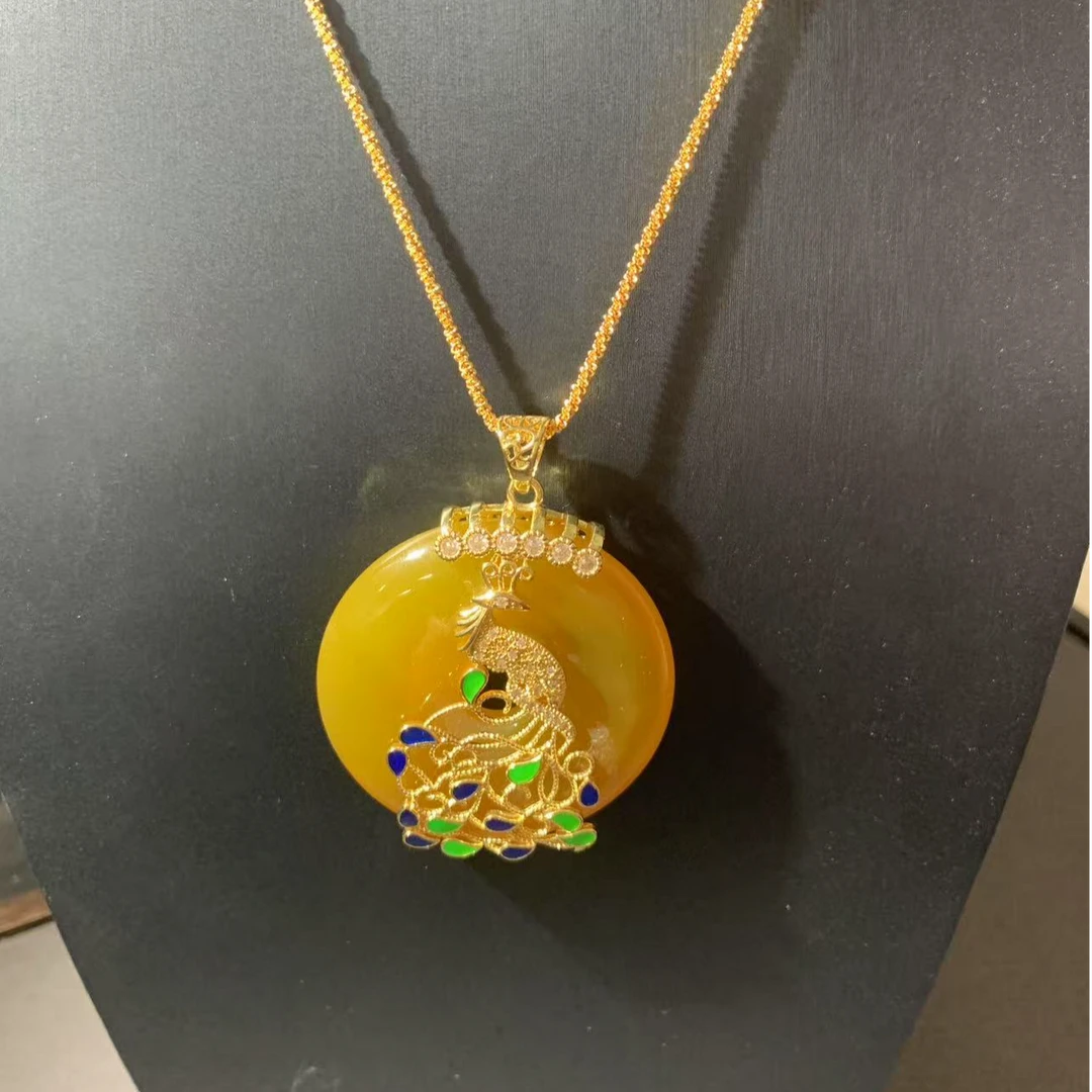 金玉满堂珠宝-时尚简约-古风气质-黄平安扣吊坠