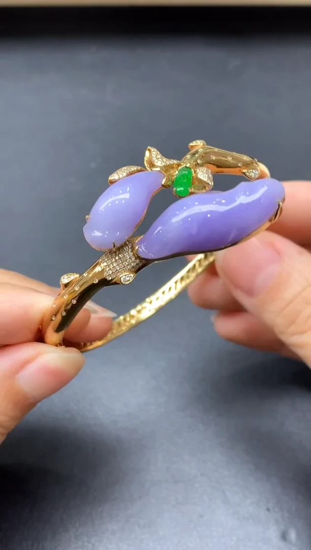 18K金镶嵌手镯翡翠772-中国好珍宝