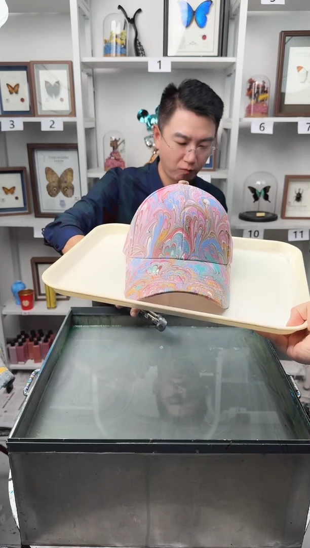 纯棉成人款凤尾纹水拓帽