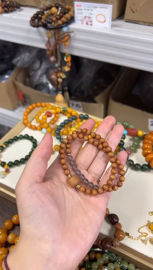 未镶嵌檀香木手串黑肉檀香木五条款双圈[2031]