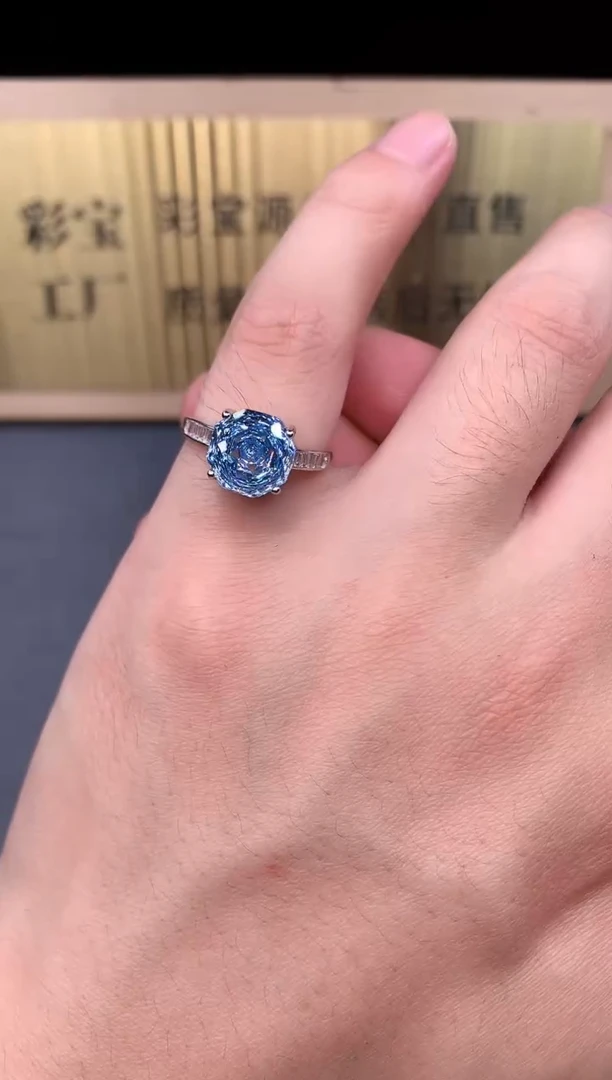 海蓝宝石戒指银S925镶嵌8885