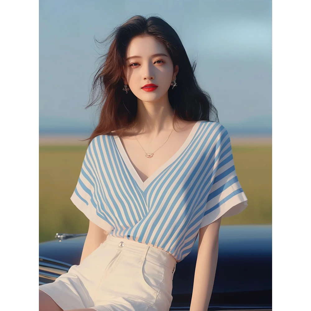 拉夏贝尔短袖衬衫女款网红洋气炸街五一旅游出街春游出行衣服女装