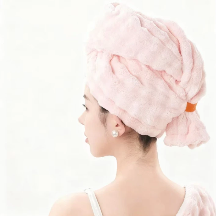法式一片式加大加厚珊瑚绒7A级超强吸水速干浴帽干发帽