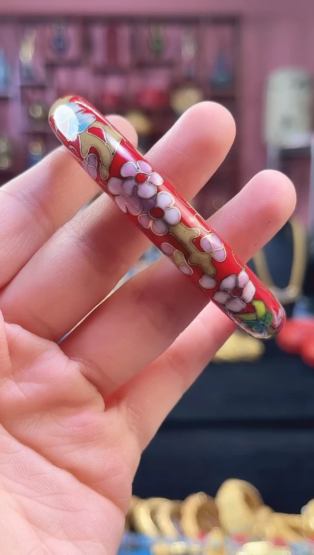 非遗 景泰蓝手镯 红色1.2 60圈