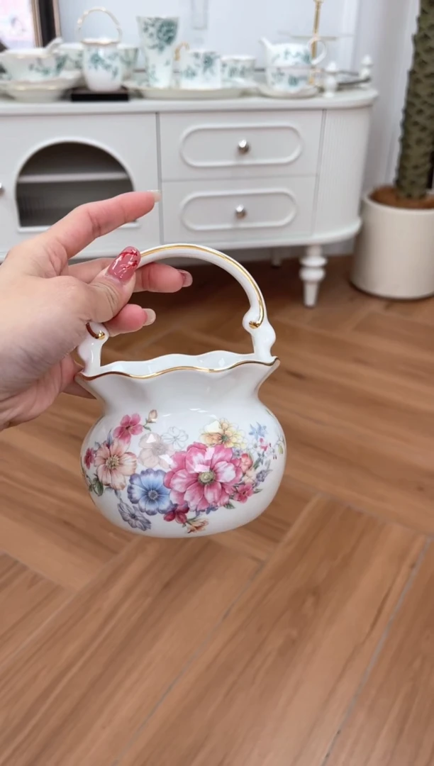 【闪购商品】碗花花高骨骨瓷花篮