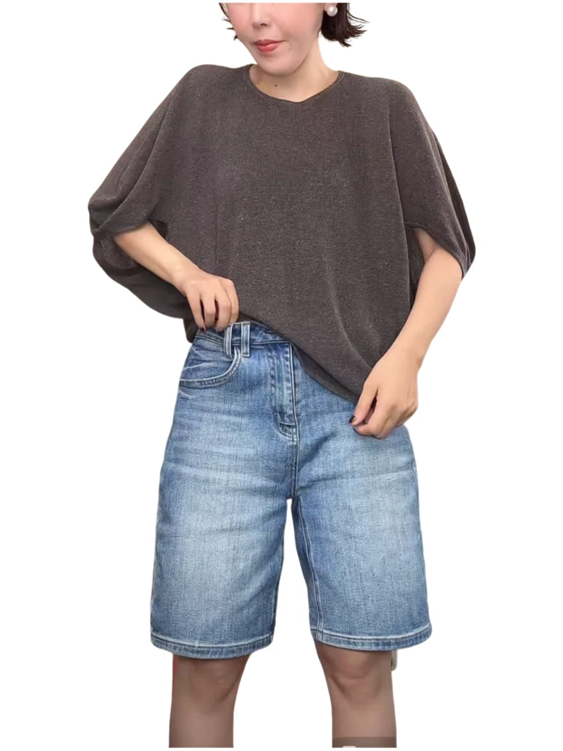 【古琦推荐】2025早秋新款亚麻轻奢高端大牌纯色百搭宽松针织衫553