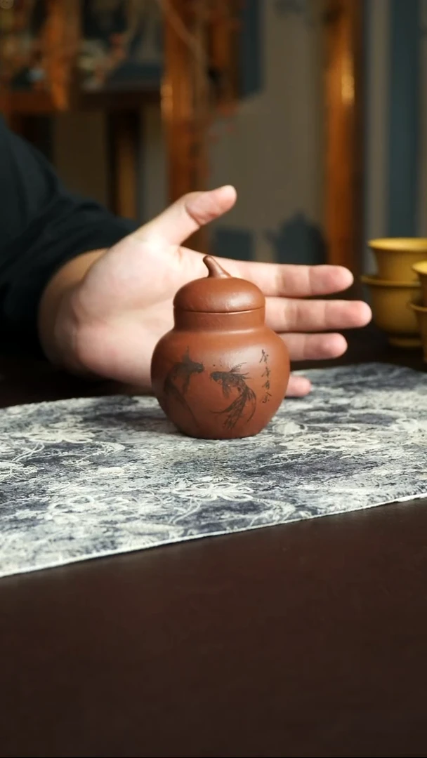 茶杯紫砂31号宜兴紫砂原矿作品茶叶罐50克