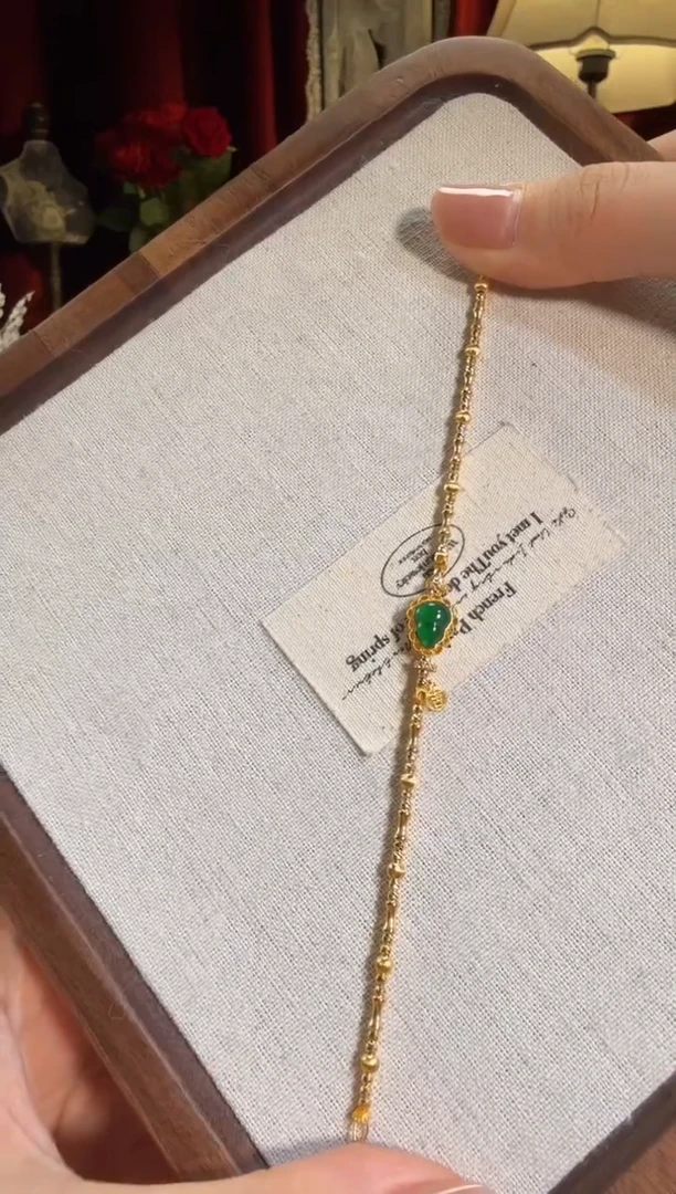 【闪购商品】翡翠手链18K金镶嵌全金葫芦手链