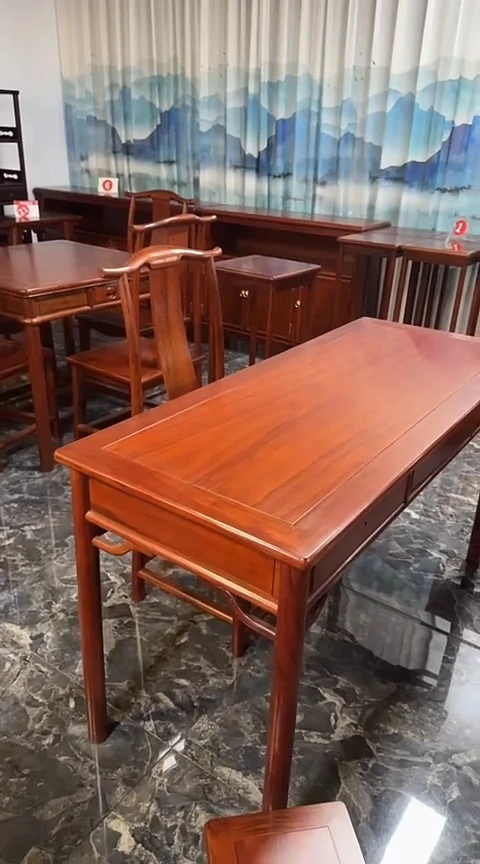 紫檀木类家具138X58X78状元桌+椅子1个