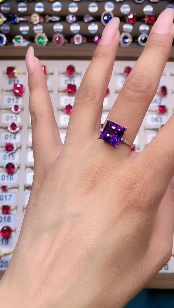 水晶戒指银S925镶嵌10白