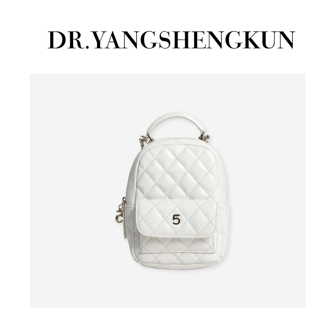 DR杨圣坤"纳帕小牛皮"小香风菱格复古mini百搭双肩包12407-2530