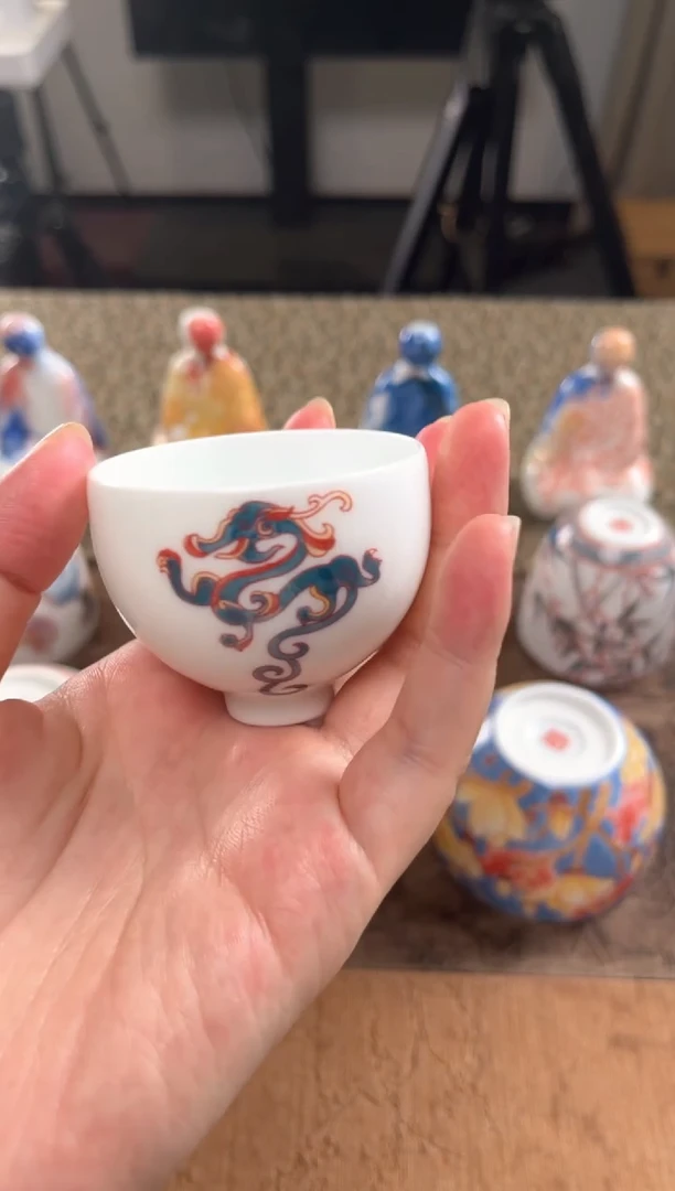 文祥窑手工釉下彩陶瓷的单杯