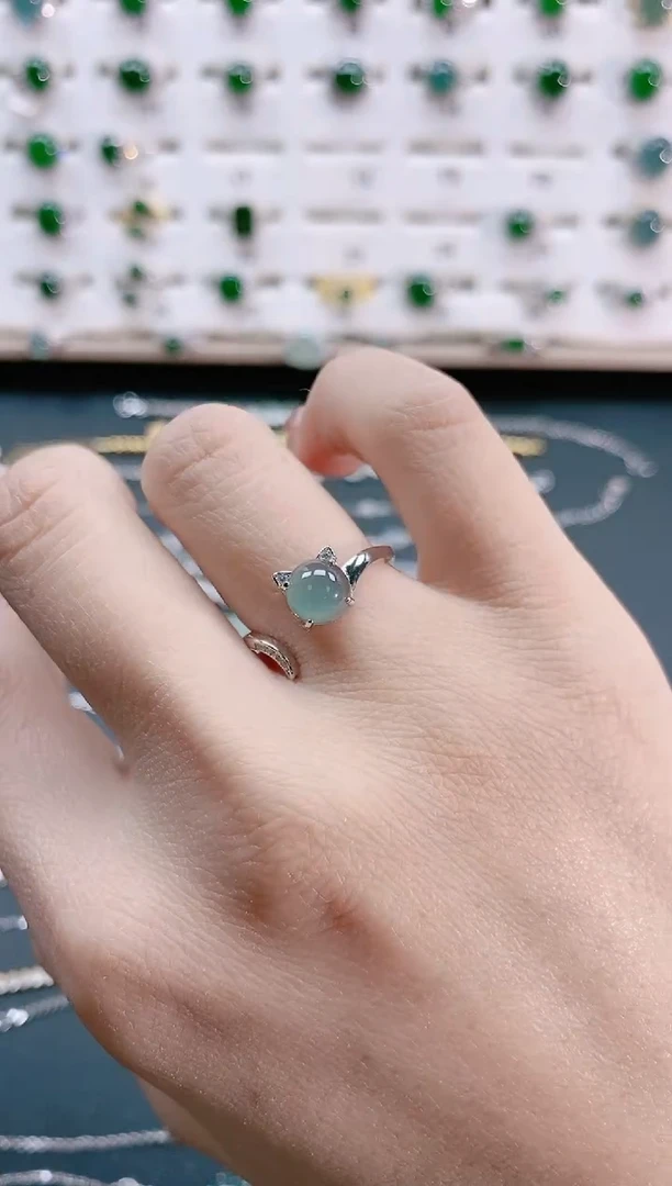 【闪购商品】翡翠戒指银S925镶嵌天然翡翠