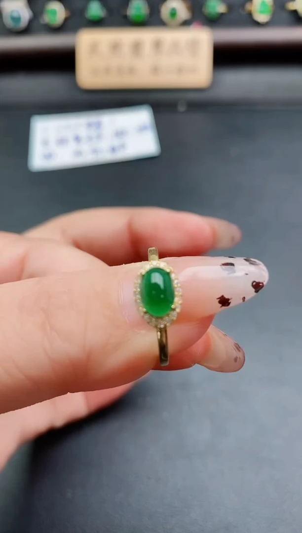 银S925镶嵌戒指翡翠1