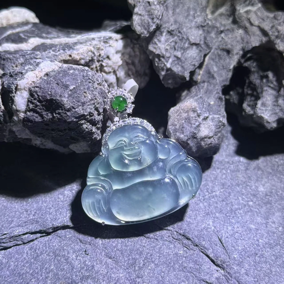 翠贤堂847天然A货翡翠佛公吊坠