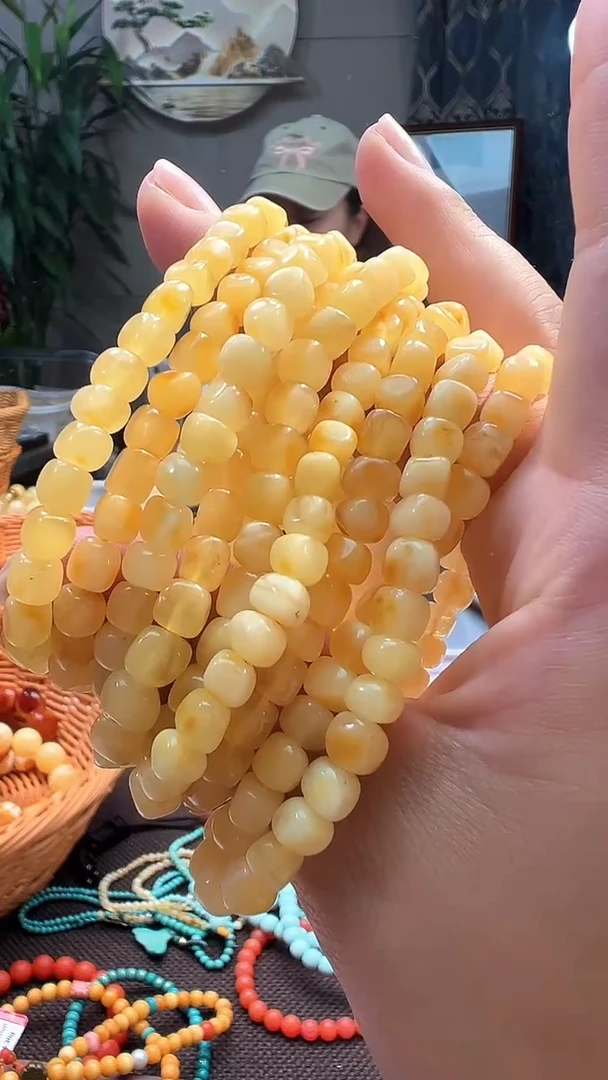 未镶嵌蜜蜡手链满蜡小方糖单圈5-6mm